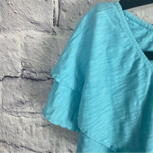 Lilly Pulitzer Wynne 100% Pima Cotton Off Shoulder Ruffle Top Blue Small - Picture 10 of 16